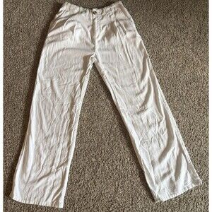 Love Tree White Linen Blend Pants, Medium, Beach Resort